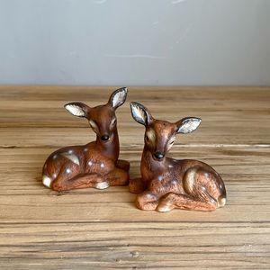 Vintage Porcelain Deer/Fawn Salt And Pepper Shakers